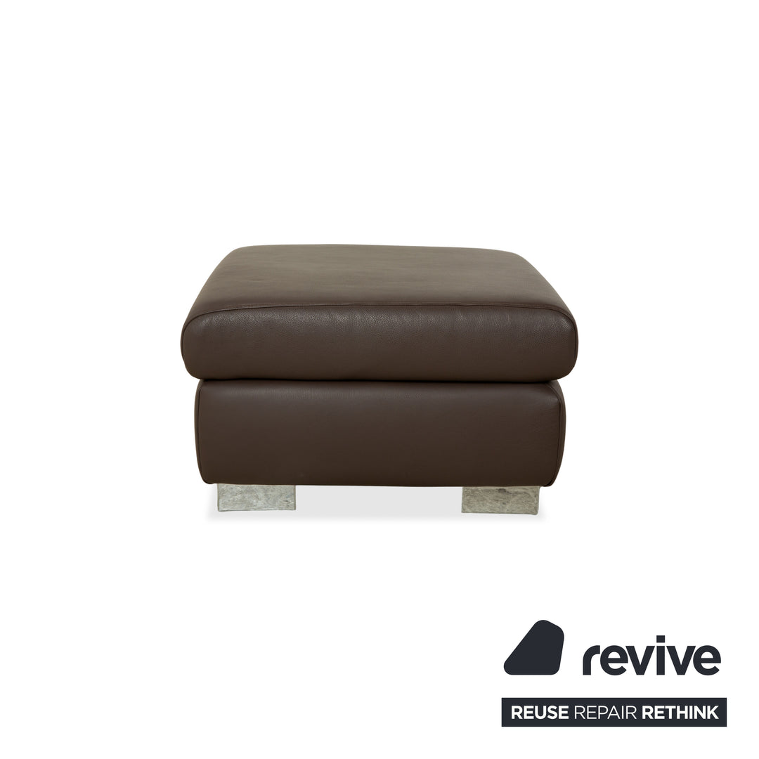 Ewald Schillig Courage Leather Suite Corner Sofa &amp; Ottoman Brown Manual Function Sofa Couch