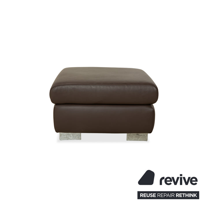 Ewald Schillig Courage Leather Suite Corner Sofa &amp; Ottoman Brown Manual Function Sofa Couch