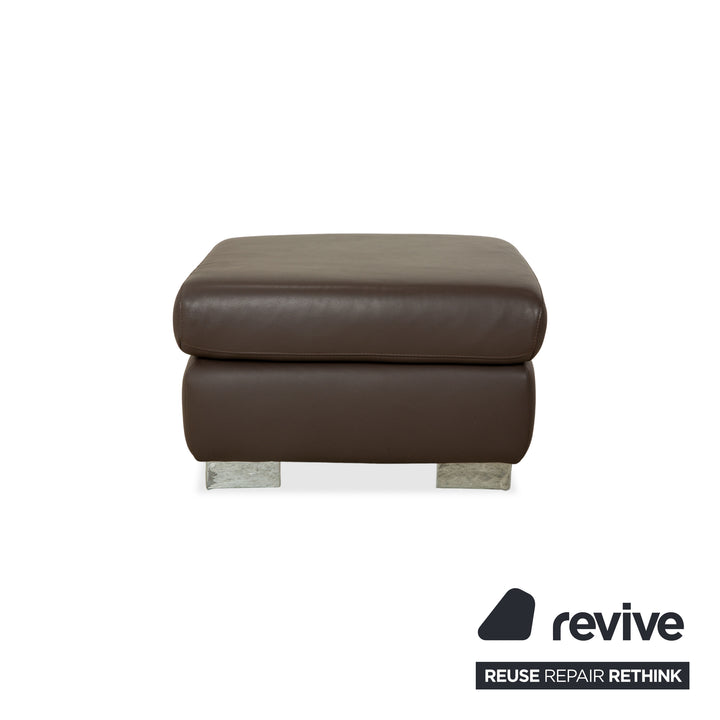 Ewald Schillig Courage Leather Suite Corner Sofa &amp; Ottoman Brown Manual Function Sofa Couch