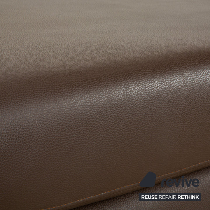 Ewald Schillig Courage Leather Suite Corner Sofa &amp; Ottoman Brown Manual Function Sofa Couch