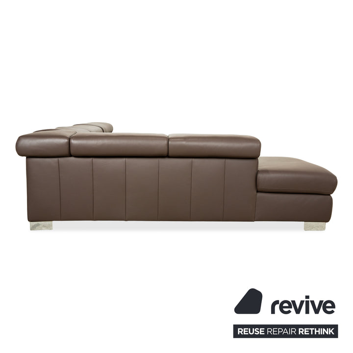 Ewald Schillig Courage Leder Garnitur Ecksofa & Hocker Braun manuelle Funktion Sofa Couch