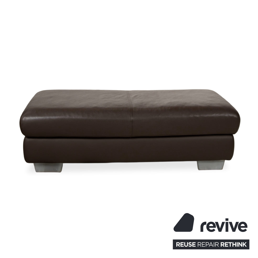 Ewald Schillig Courage Leder Hocker Braun Mokka