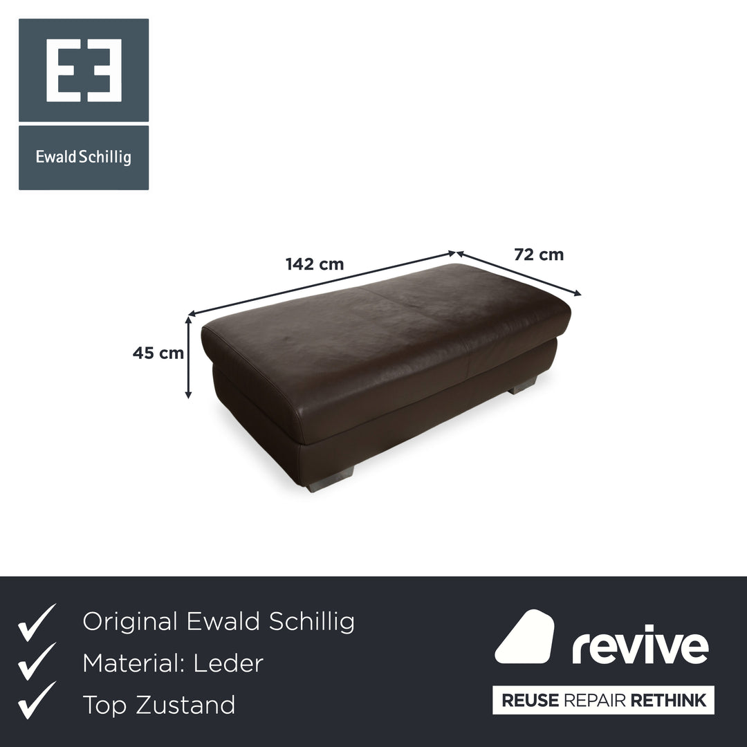 Ewald Schillig Courage Leder Hocker Braun Mokka