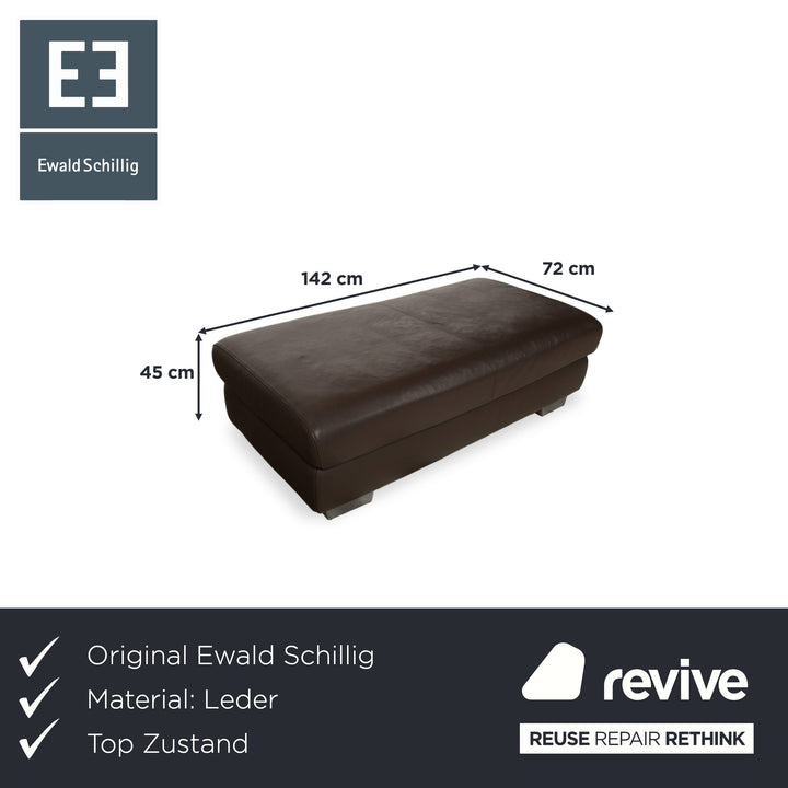 Ewald Schillig Courage Leder Hocker Braun Mokka