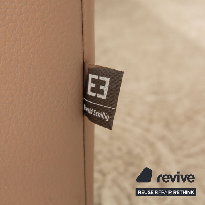 Ewald Schillig Courage Leder Sofa Garnitur Beige Ecksofa Hocker Recamiere links manuelle Funktion