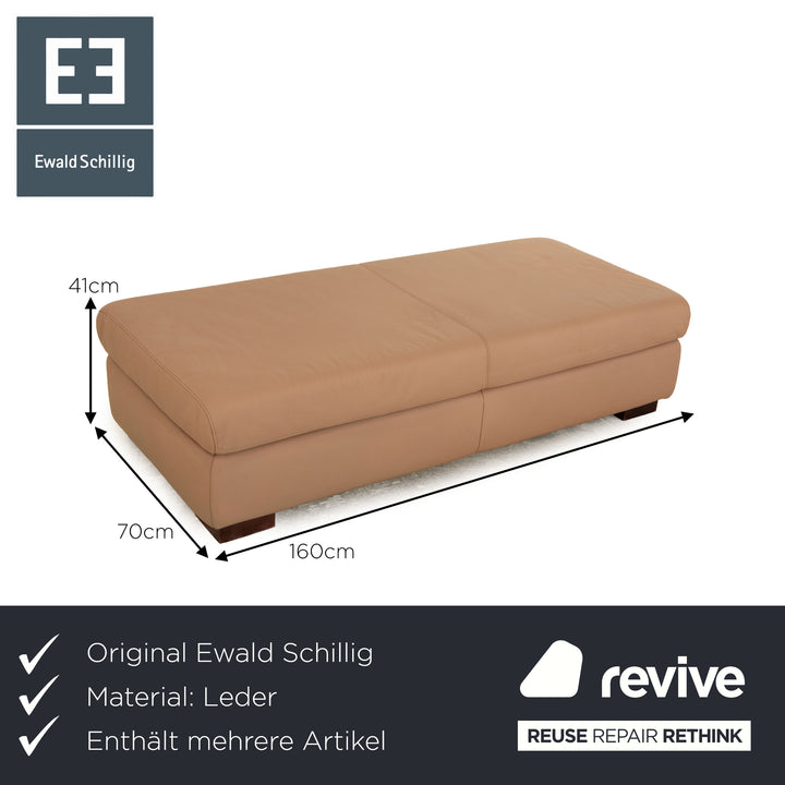 Ewald Schillig Courage Leder Sofa Garnitur Beige Ecksofa Hocker Recamiere links manuelle Funktion