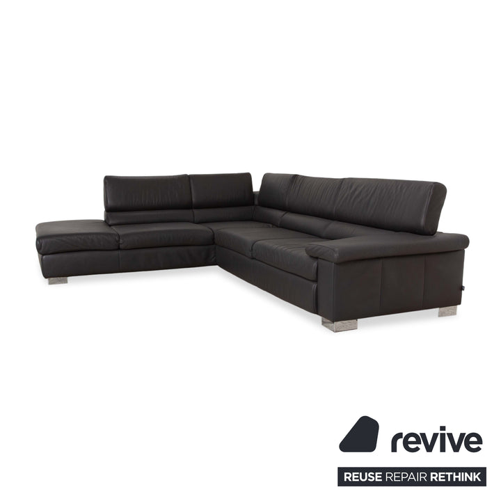 Ewald Schillig Courage Leder Sofa Grau Ecksofa Couch manuelle Funktion Recamiere links