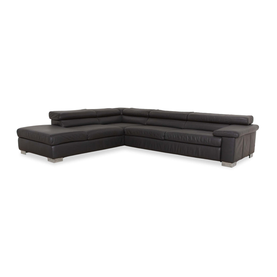 Ewald Schillig Courage Leder Sofa Grau Ecksofa Couch manuelle Funktion Recamiere links