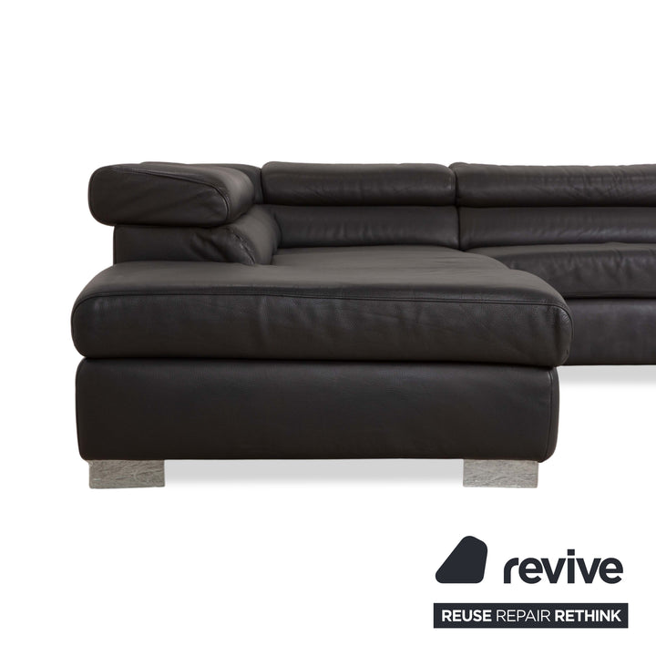 Ewald Schillig Courage Canapé en cuir gris Canapé d'angle Fonction manuelle Récamiere gauche