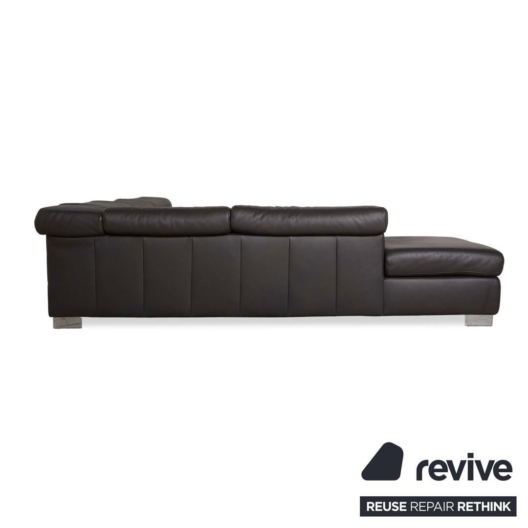 Ewald Schillig Courage Leder Sofa Grau Ecksofa Couch manuelle Funktion Recamiere links