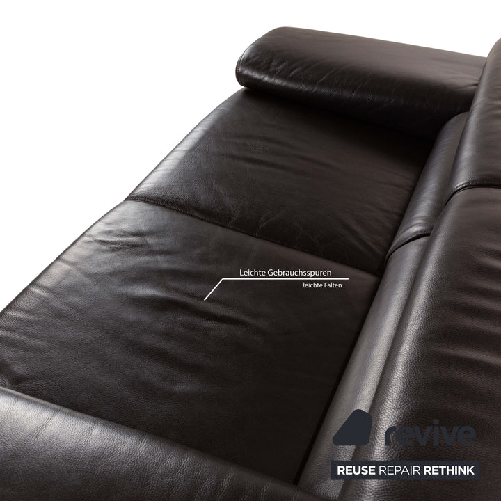 Ewald Schillig Courage Leder Zweisitzer Sofa Couch Braun manuelle Funktion