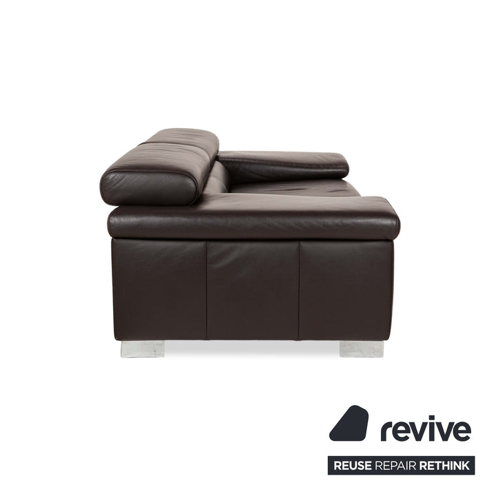 Ewald Schillig Courage Leder Zweisitzer Sofa Couch Braun manuelle Funktion