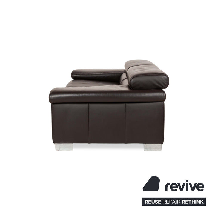 Ewald Schillig Courage Leder Zweisitzer Sofa Couch Braun manuelle Funktion