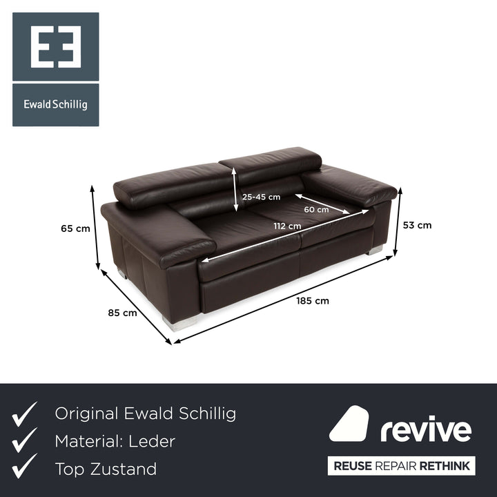 Ewald Schillig Courage Leder Zweisitzer Sofa Couch Braun manuelle Funktion