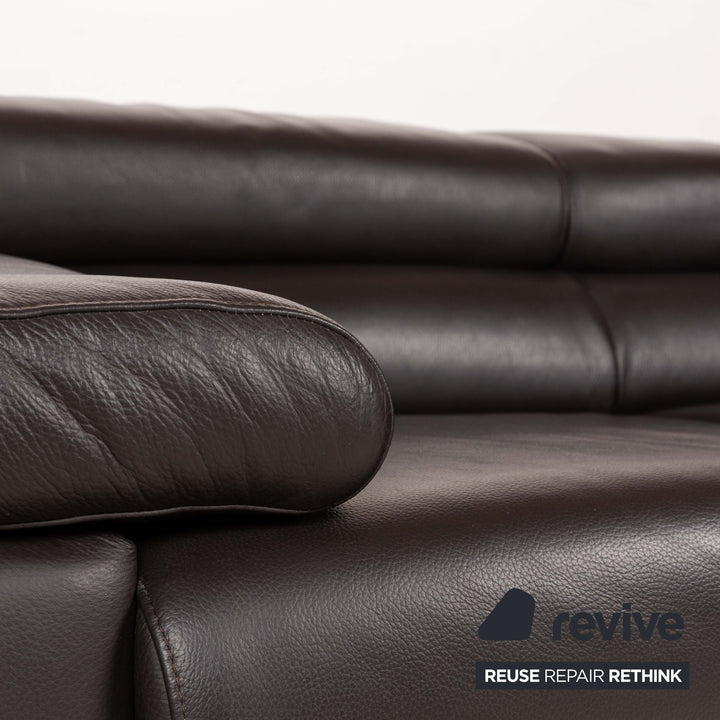 Ewald Schillig Courage Leder Zweisitzer Sofa Couch Braun manuelle Funktion