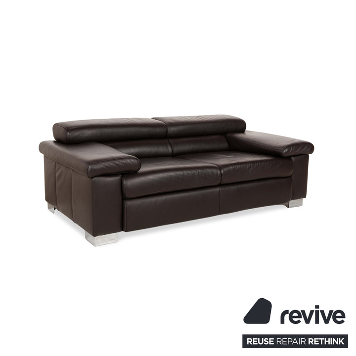 Ewald Schillig Courage Leder Zweisitzer Sofa Couch Braun manuelle Funktion