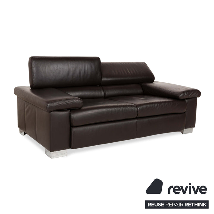Ewald Schillig Courage Leder Zweisitzer Sofa Couch Braun manuelle Funktion