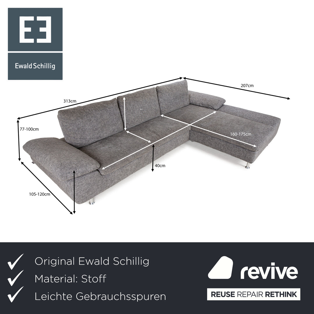 Ewald Schillig Diva Stoff Ecksofa Grau manuelle Funktion Sofa Couch