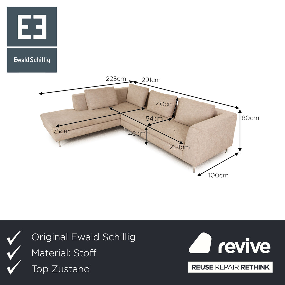 Ewald Schillig Domino Stoff Ecksofa Beige Greige Sofa Couch Recamiere links