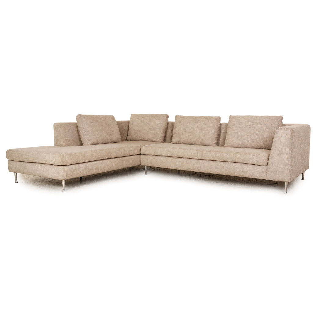 Ewald Schillig Domino Stoff Ecksofa Beige Greige Sofa Couch Recamiere links