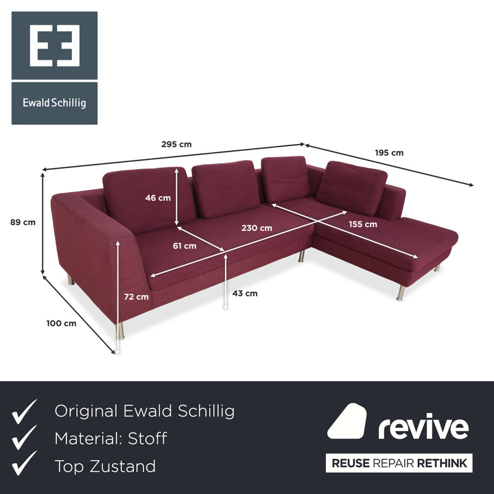 Canapé d'angle en tissu Domino Ewald Schillig violet