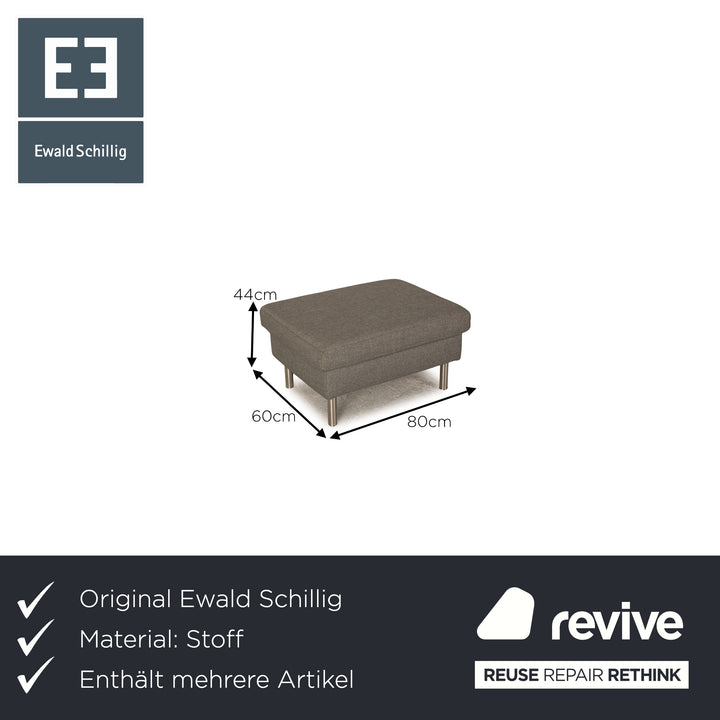 Ewald Schillig Domino Stoff Sofa Garnitur Grau Ecksofa Hocker Couch Recamiere links