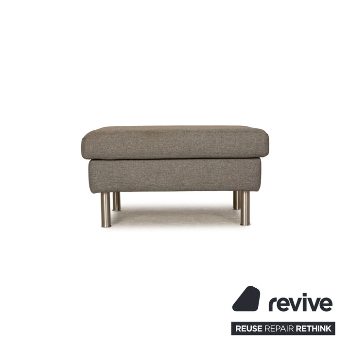 Ewald Schillig Domino Stoff Sofa Garnitur Grau Ecksofa Hocker Couch Recamiere links