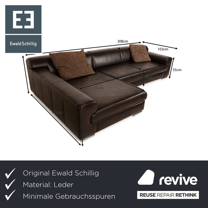 Ewald Schillig Donna Leder Ecksofa Braun Recamiere Links Sofa Couch