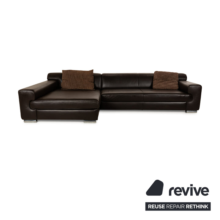 Ewald Schillig Donna Leather Corner Sofa Brown Recamiere Left Sofa Couch