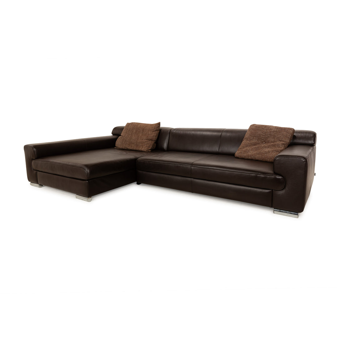 Ewald Schillig Donna Leather Corner Sofa Brown Recamiere Left Sofa Couch