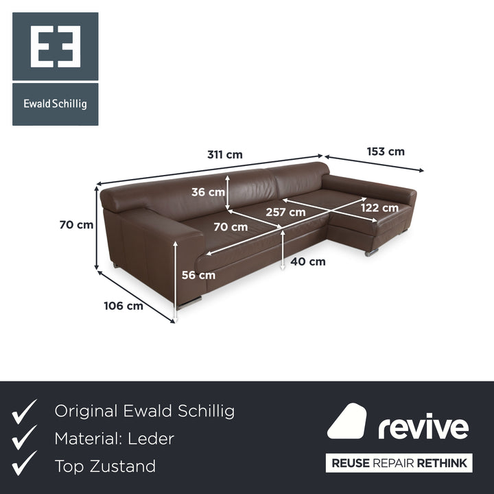 Ewald Schillig Donna Leder Ecksofa Braun Sofa Couch