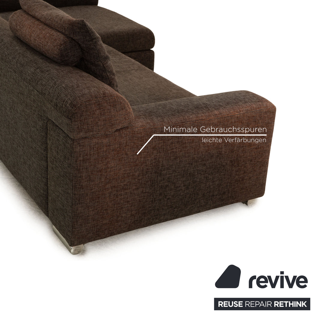 Ewald Schillig Donna Stoff Sofa Garnitur Grau Braun Ecksofa Hocker Recamiere Rechts Sofa Couch