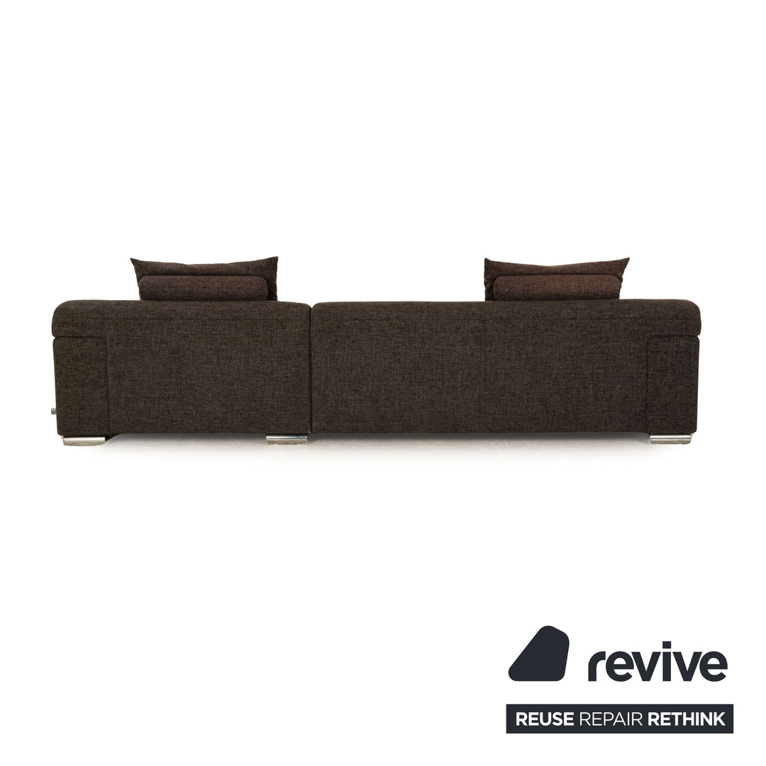 Ewald Schillig Donna Stoff Sofa Garnitur Grau Braun Ecksofa Hocker Recamiere Rechts Sofa Couch