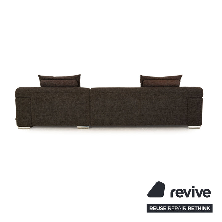 Ewald Schillig Donna Stoff Sofa Garnitur Grau Braun Ecksofa Hocker Recamiere Rechts Sofa Couch