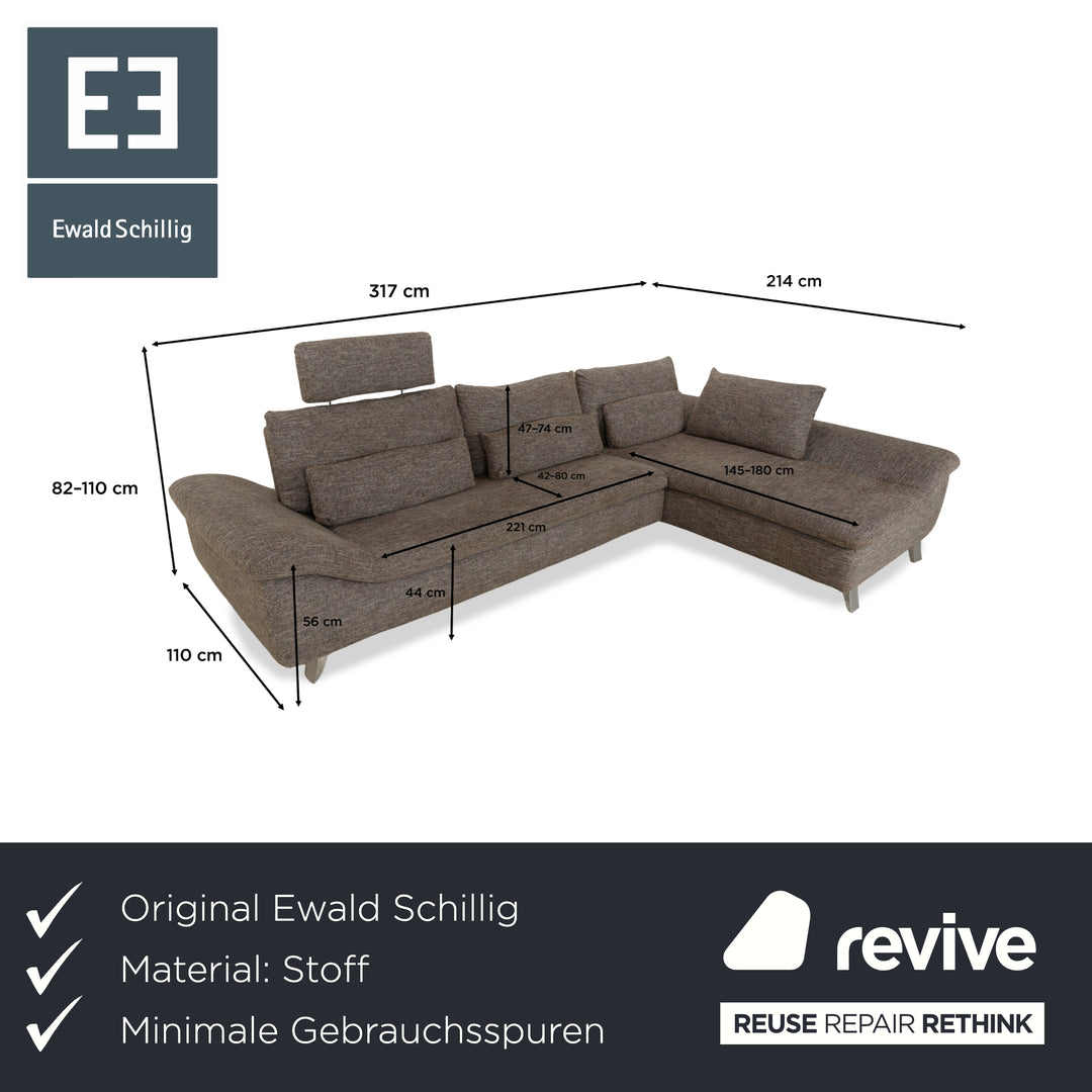 Ewald Schillig Dragon Stoff Ecksofa Grau Sofa Couch manuelle Funktion