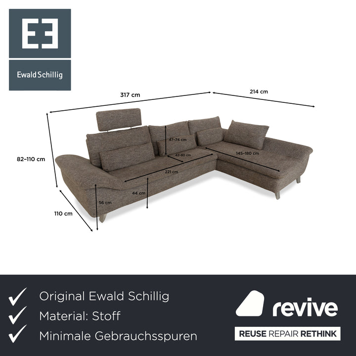 Ewald Schillig Dragon Stoff Ecksofa Grau Sofa Couch manuelle Funktion