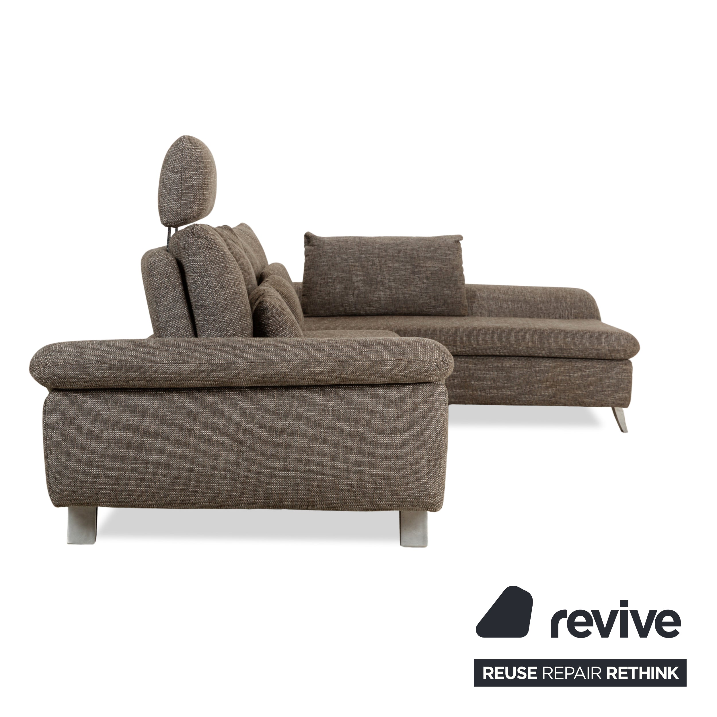 Ewald Schillig Dragon fabric corner sofa grey sofa couch manual function