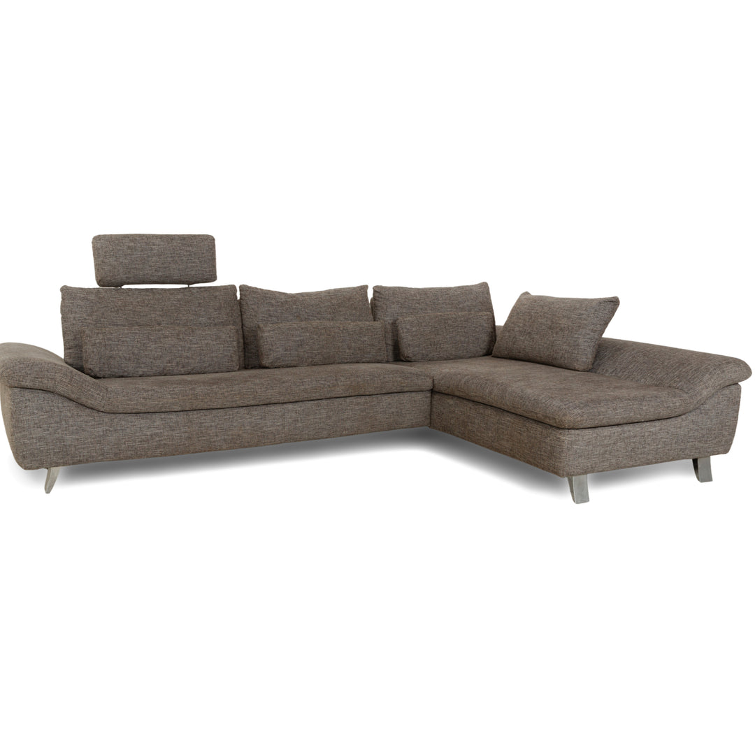 Canapé d'angle en tissu Dragon Ewald Schillig gris, fonction manuelle