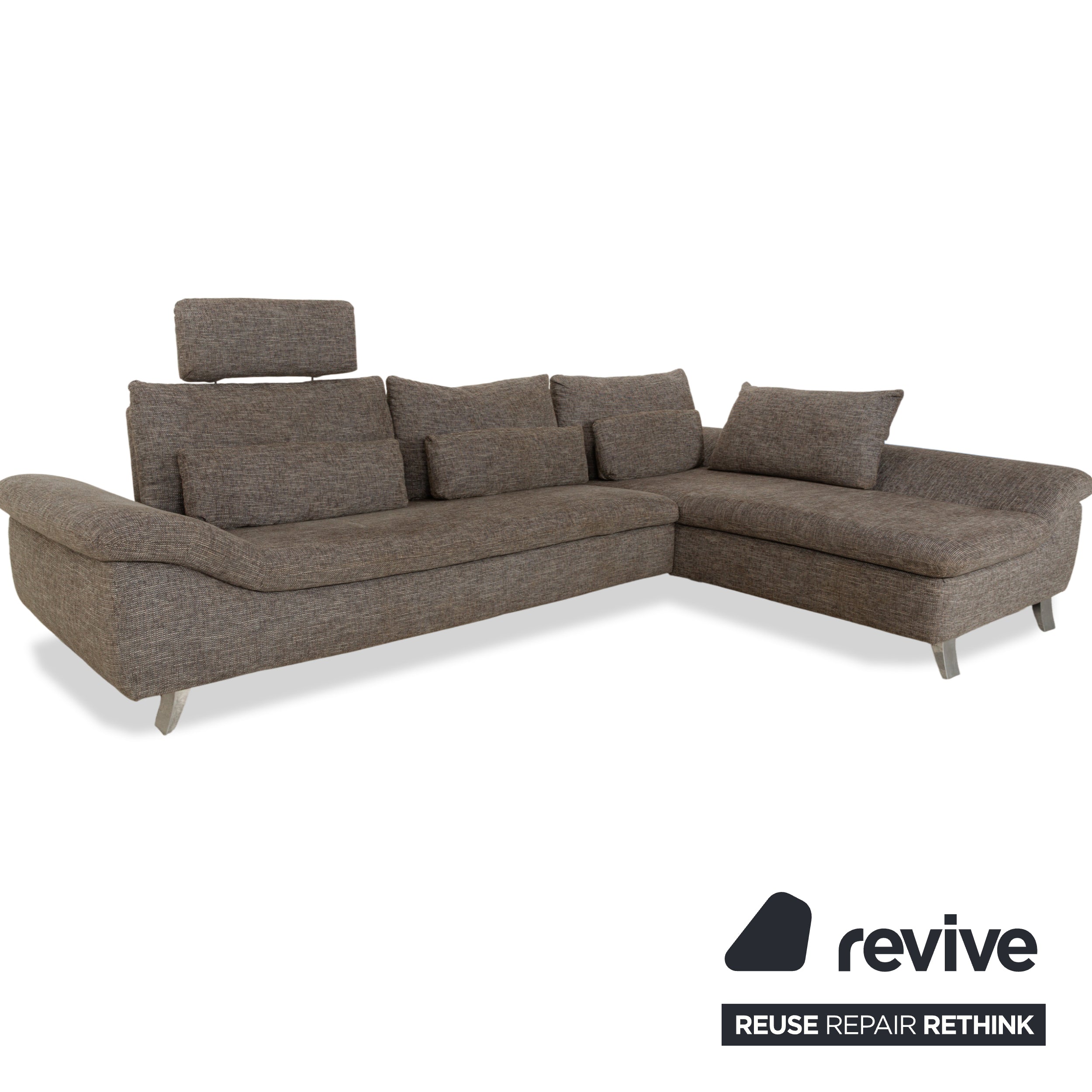 Ewald Schillig Dragon fabric corner sofa grey sofa couch manual function