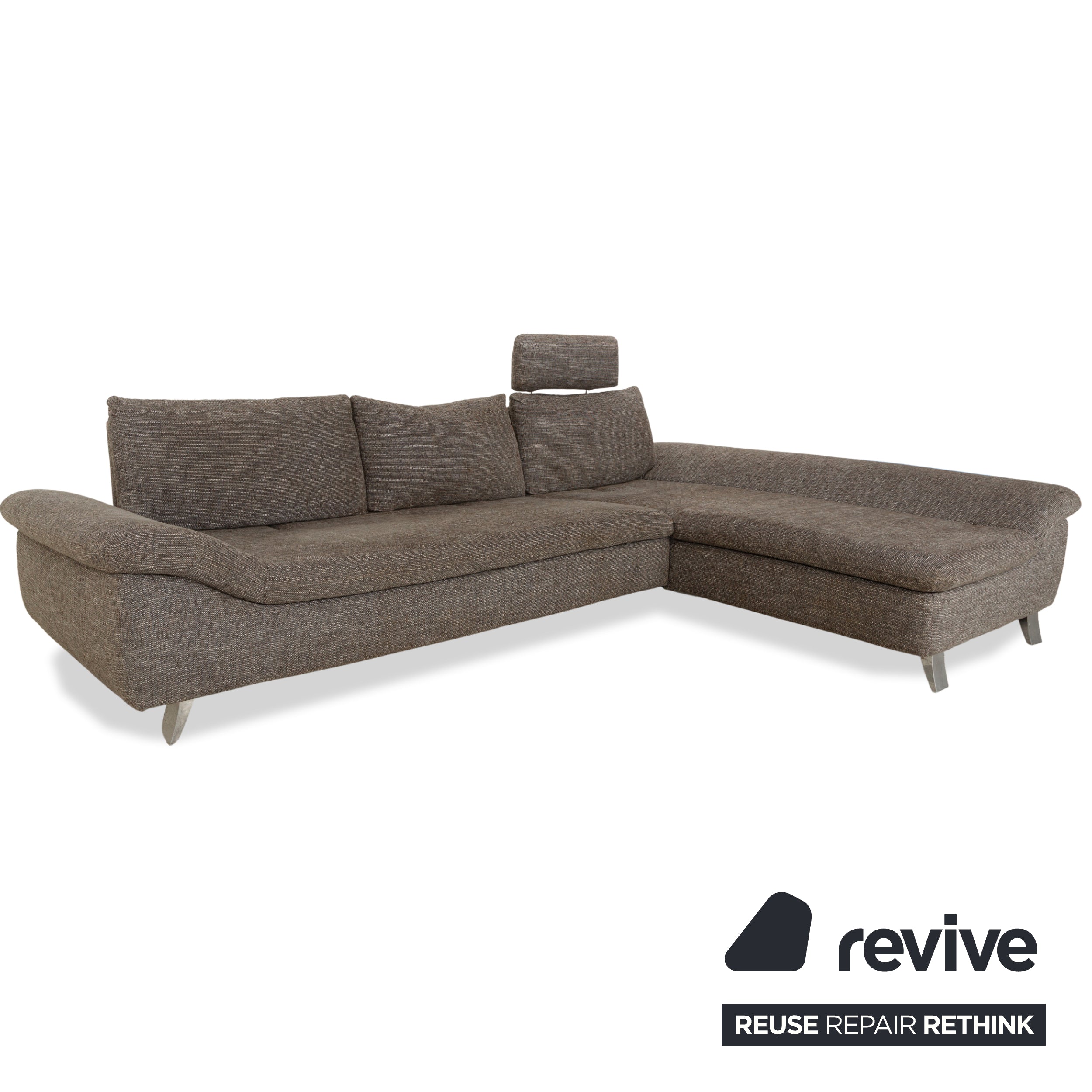 Ewald Schillig Dragon fabric corner sofa grey sofa couch manual function