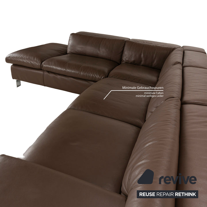 Ewald Schillig Dream Star Leather Corner Sofa Brown Sofa Couch manual function