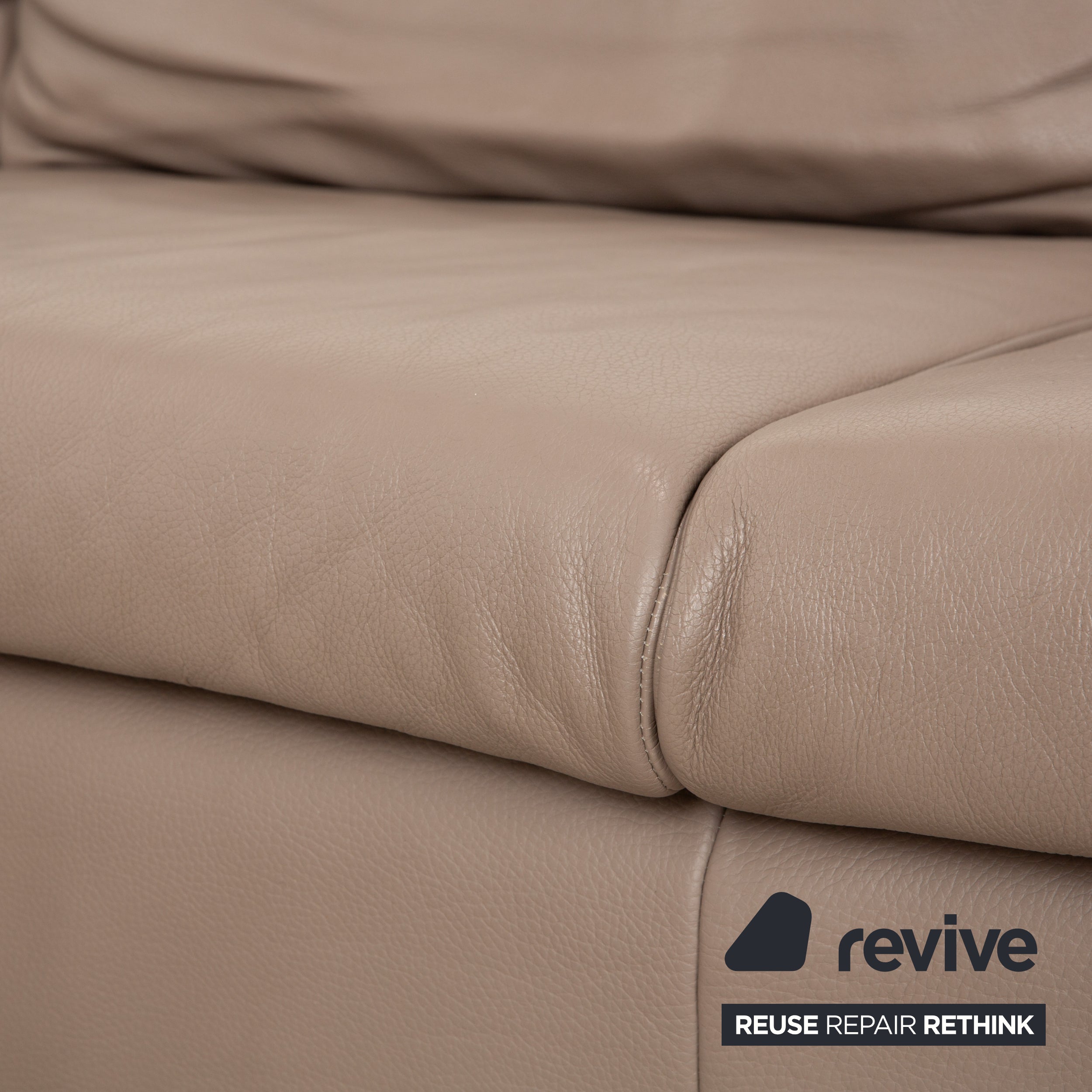 Canapé d'angle en cuir Ewald Schillig Dream Star marron taupe fonction manuelle