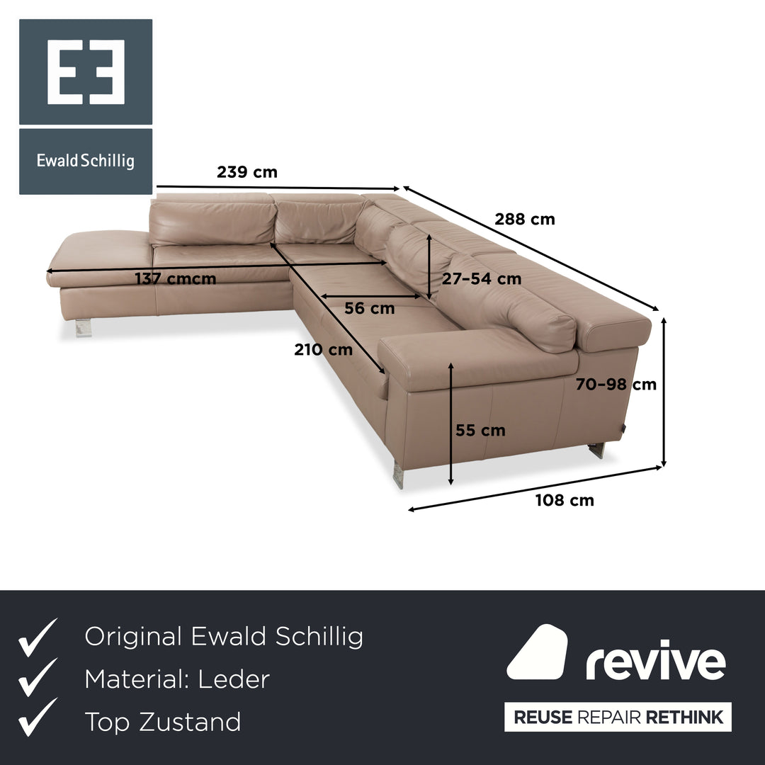 Ewald Schillig Dream Star Leder Ecksofa Braun Taupe manuelle Funktion
