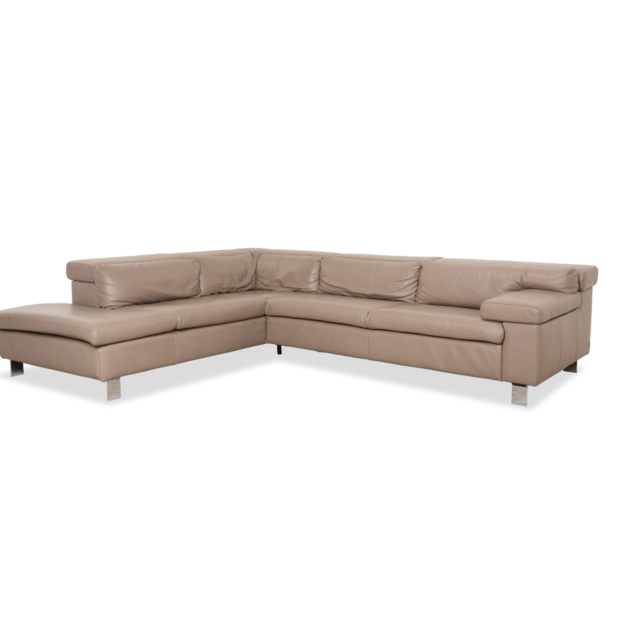 Canapé d'angle en cuir Ewald Schillig Dream Star marron taupe fonction manuelle