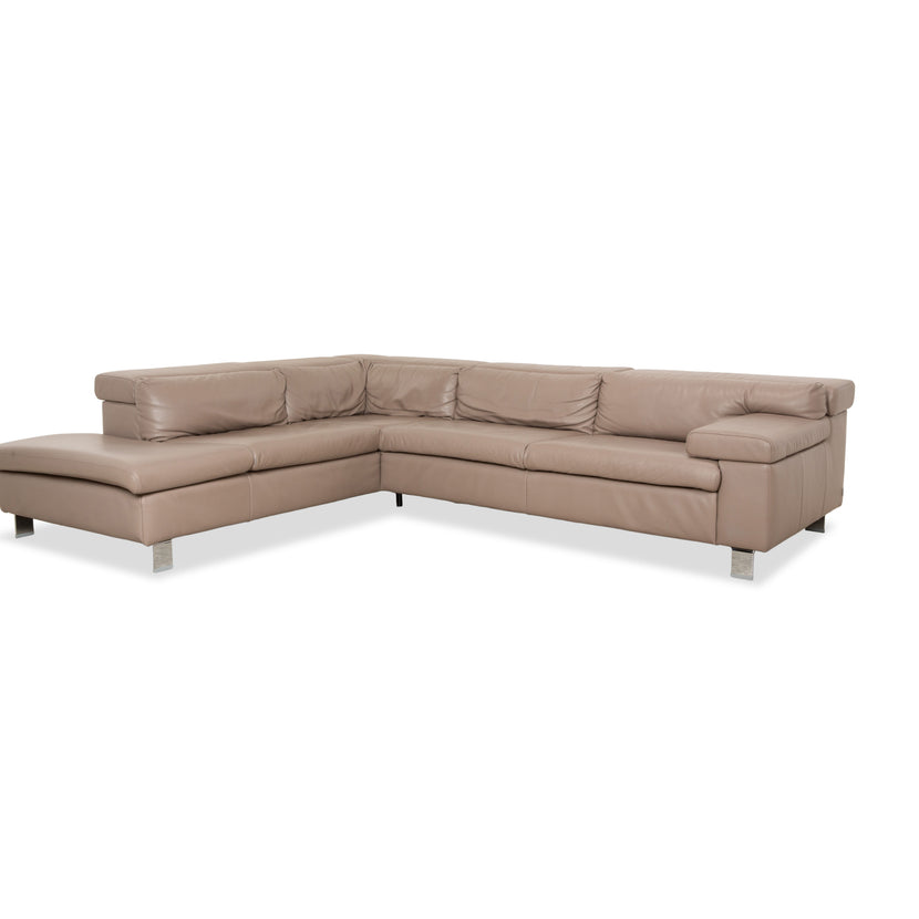 Canapé d'angle en cuir Ewald Schillig Dream Star marron taupe fonction manuelle