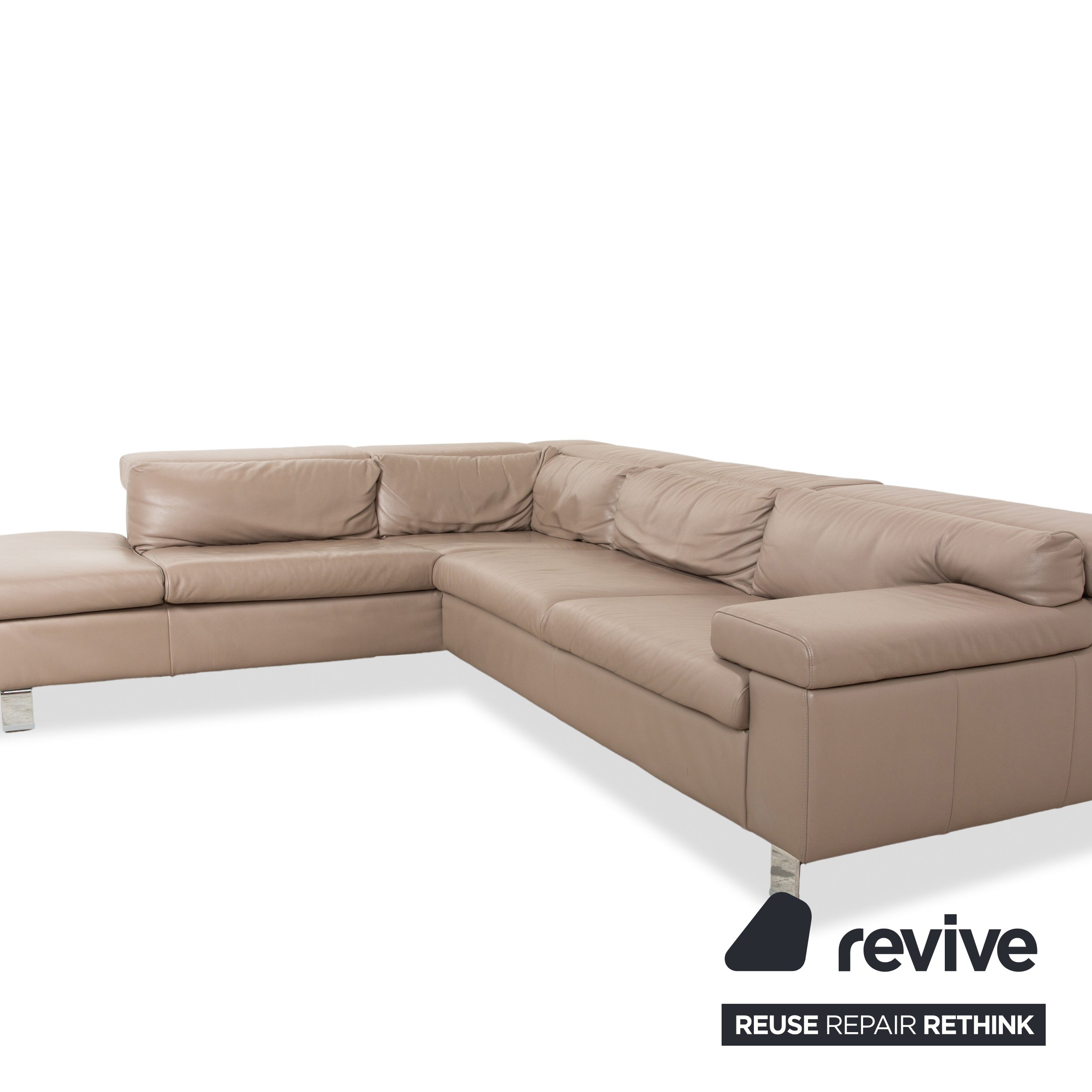 Canapé d'angle en cuir Ewald Schillig Dream Star marron taupe fonction manuelle