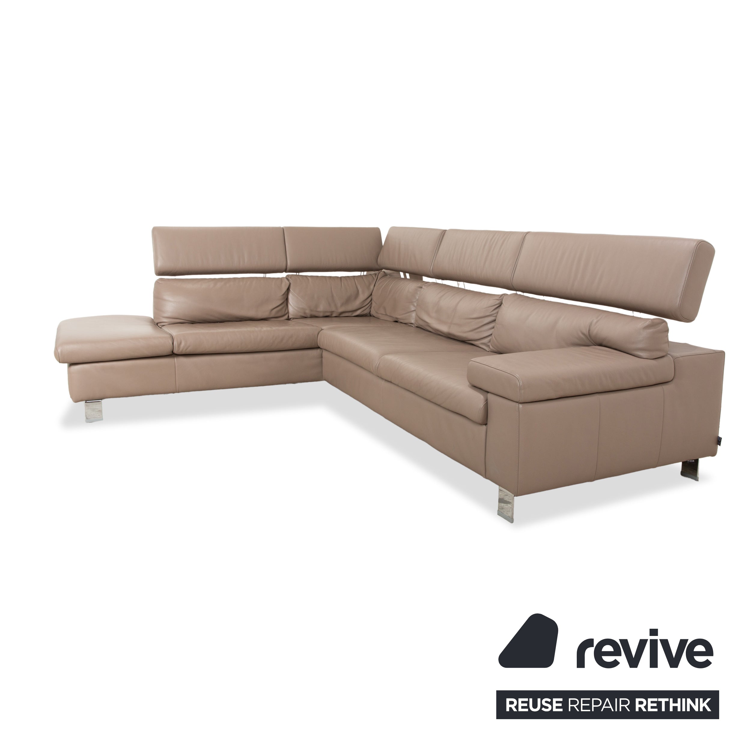 Canapé d'angle en cuir Ewald Schillig Dream Star marron taupe fonction manuelle