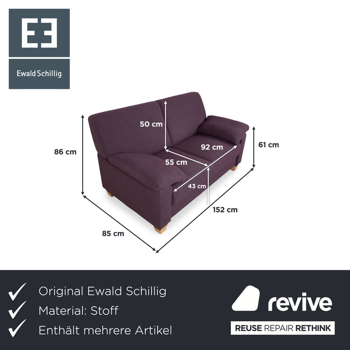 Ewald Schillig Flex Plus Garnitur Stoff 2x Zweisitzer Violett Lila Sofa Couch