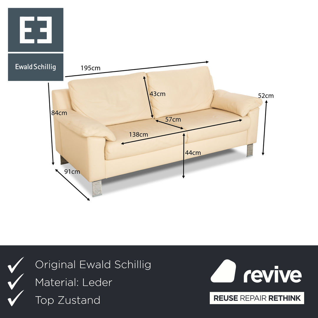 Ewald Schillig Flex Plus Leder Zweisitzer Beige Creme Sofa Couch