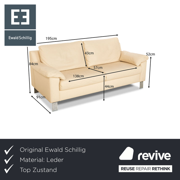 Ewald Schillig Flex Plus Leder Zweisitzer Beige Creme Sofa Couch